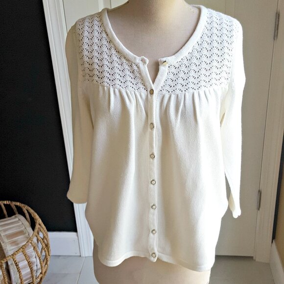 NWOT! BEAUTIFUL 3/4 SLEEVE Boho SWEATER SZ L - Picture 1 of 5
